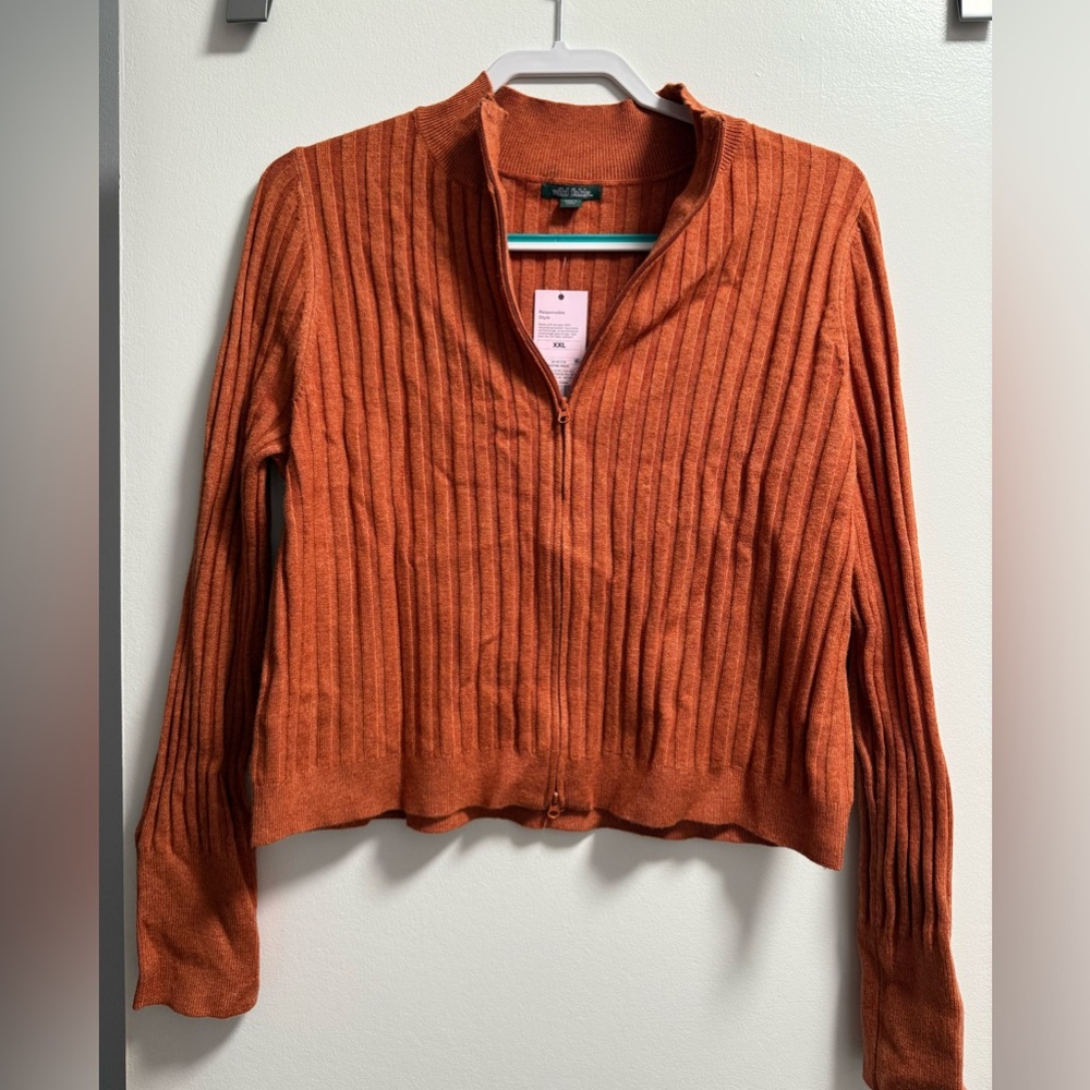Wild Fable Orange Ribbed Women's Cardigan